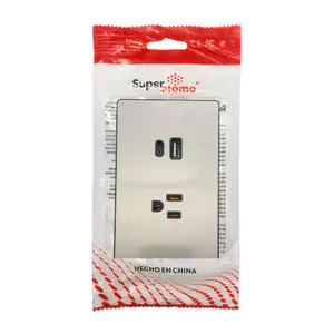 Placa - enchufe de pared moderno super átomo con 1 tomacorriente y sa…