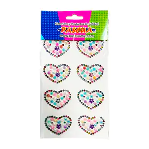 Planilla con 8 corazones con gemas adhesivas pedrerías decorativas, v…