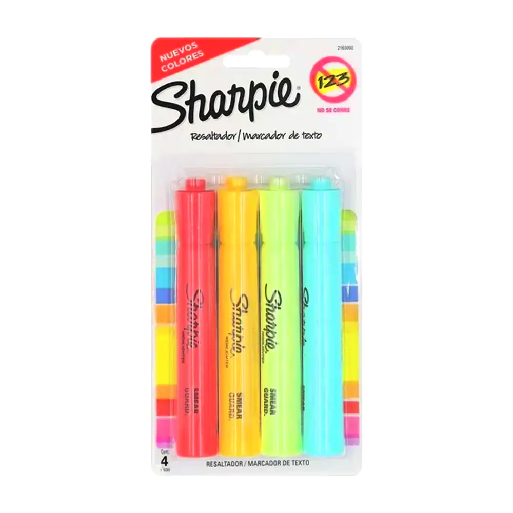 Blíster con 4 marcatextos - resaltadores sharpie tonos claros, varied…