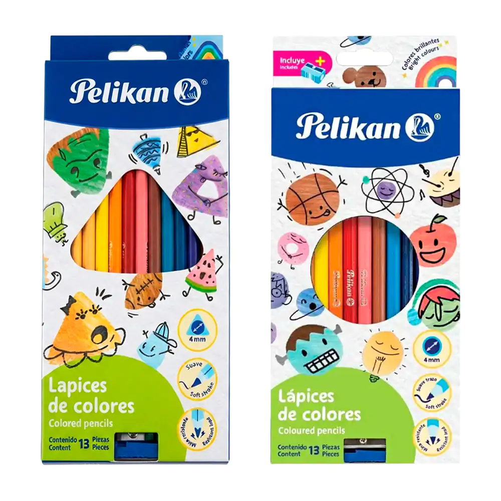 Paquete con 12 lápices de colores de madera pelikan + sacapuntas