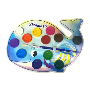 Paleta infantil con 12 acuarelas redondas pelikan de colores y pincel…