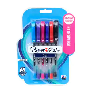 6pz Bolígrafo gel paper mate punta fina 0.6mm variedad de colores / 2…