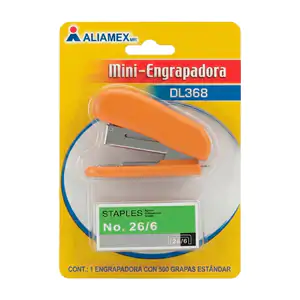 Blíster con mini engrapadora aliamex + caja con 500 grapas 26/6 / var…