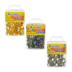 Paquete con 100 tachuelas tipo chinches aliamex para oficina, varieda…