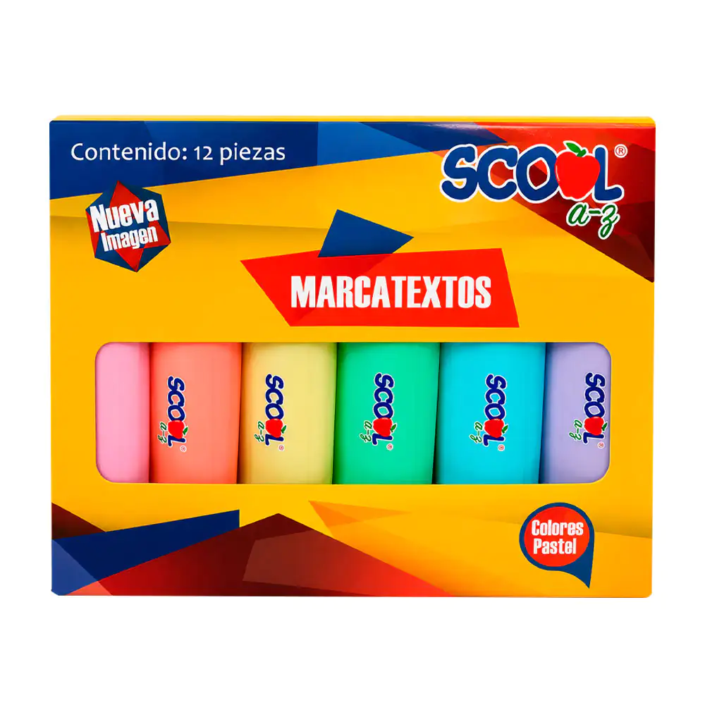 Paquete scool con 12 marca textos ergonómicos en tonos pastel, varied…