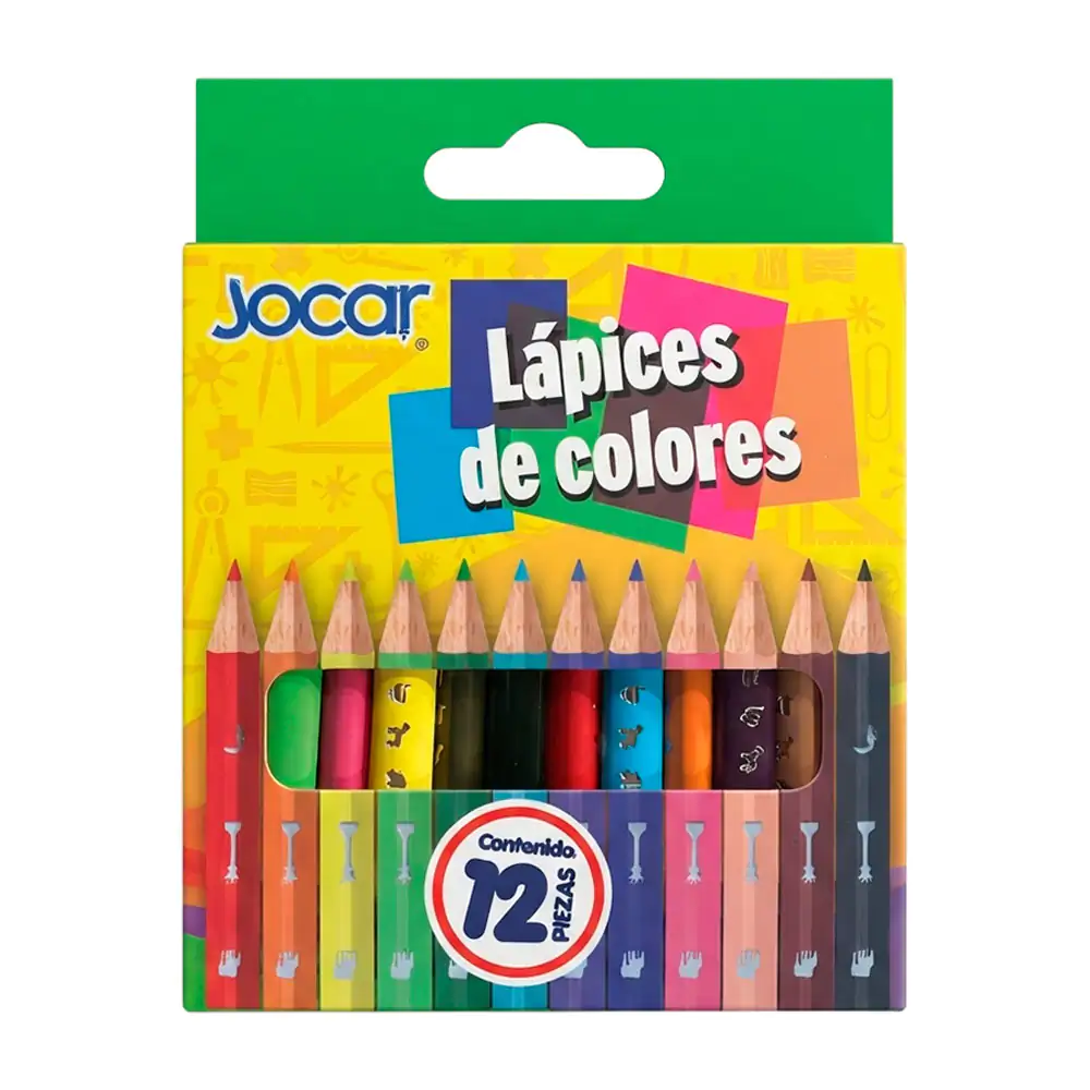 Caja con 12 mini lápices de colores triangulares en tonos vibrantes /…
