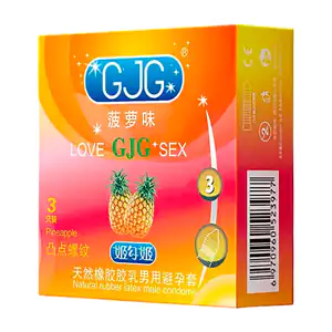 Caja con 3 condones gjg con sabor y aroma a piña / 23079