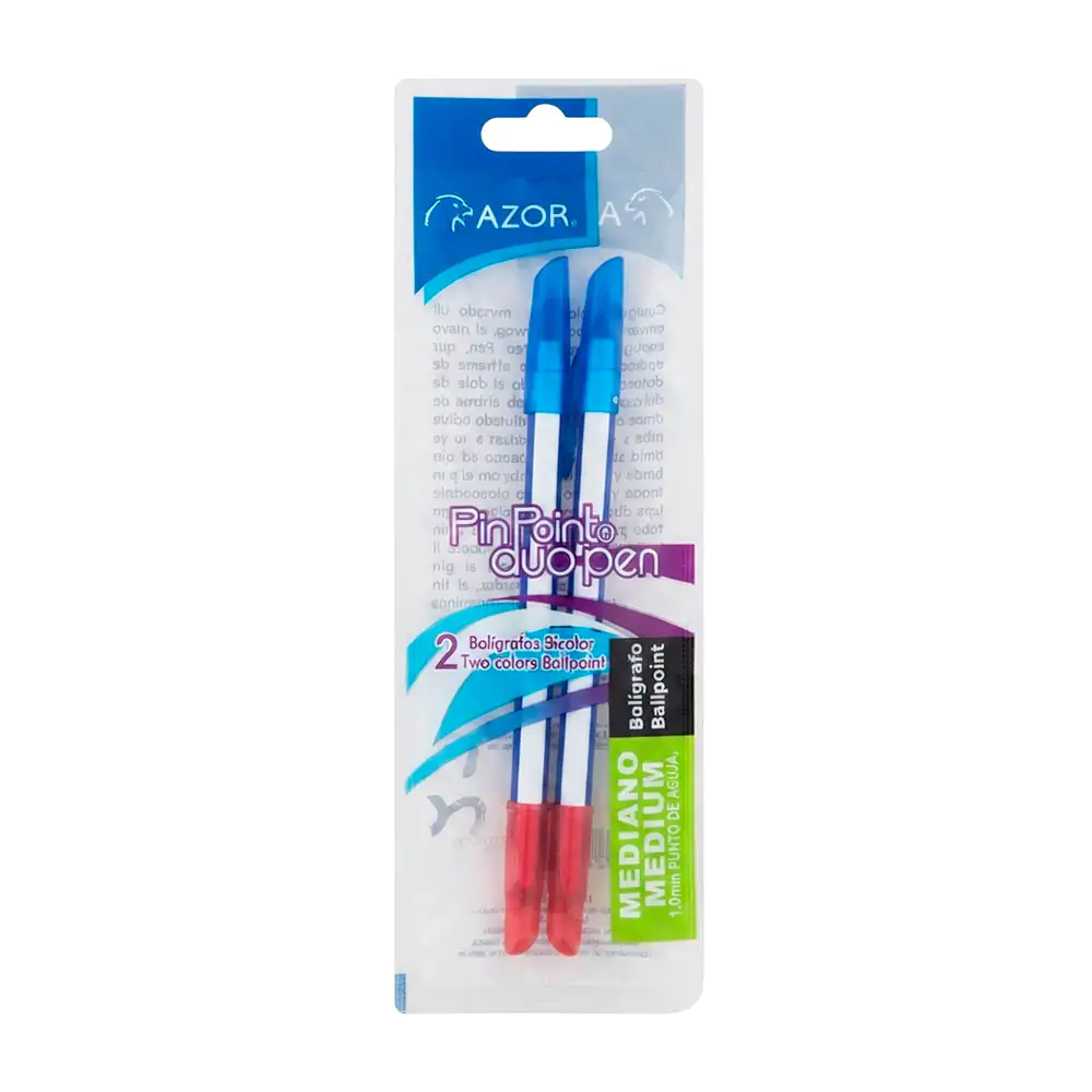 Paquete con 2 boligrafos-plumas 2 en 1 de doble punta, 1.0mm punta aguja, variedad de tonos / 23751
