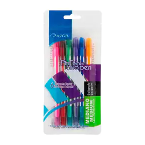 Paquete con 6 plumas bolígrafos bicolor de doble punta azor pin point…