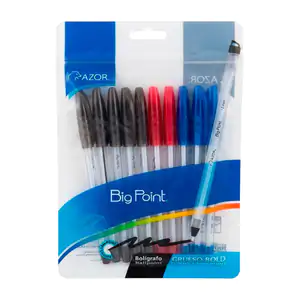 Paquete con 10 plumas bolígrafos azor big point de punto grueso, rojo…