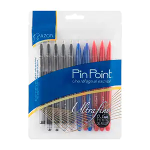Paquete con 10 plumas bolígrafos azor pin point de punto fino, rojo, …