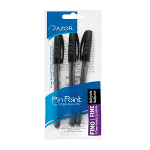 Paquete con 3 plumas bolígrafos azor pin point color negro de punto f…
