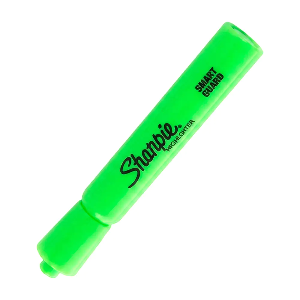 1pza marcatextos resaltador sharpie en color verde neón con punta cincel