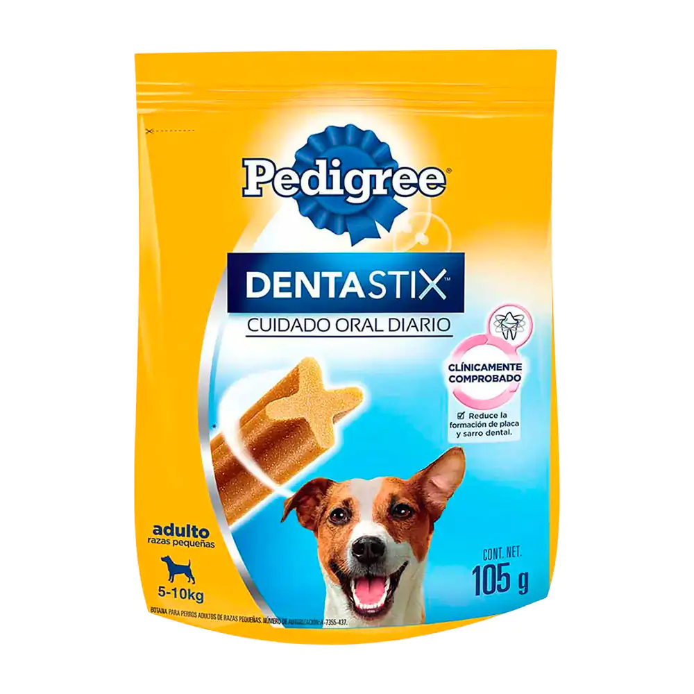 1pza premio para perro dentastix pedigree adulto razas pequeñas, cuidado oral 5-10kg, 105g / 247596
