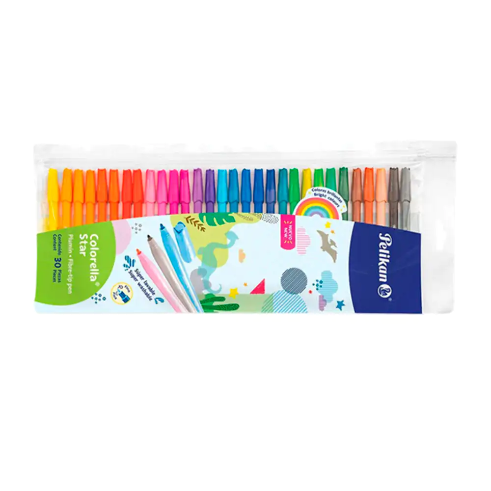 Paquete con 30 marcadores pelikan colorella star delgados, variedad d…