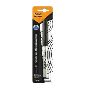 Blíster con marcador bic intensity permanente negro de punta fina