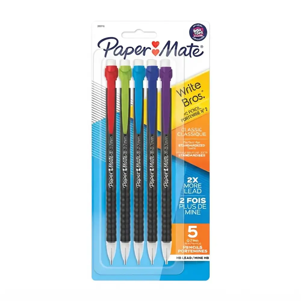 Blíster con 5 lapiceros - portaminas #2 de punta retráctil + borrador…