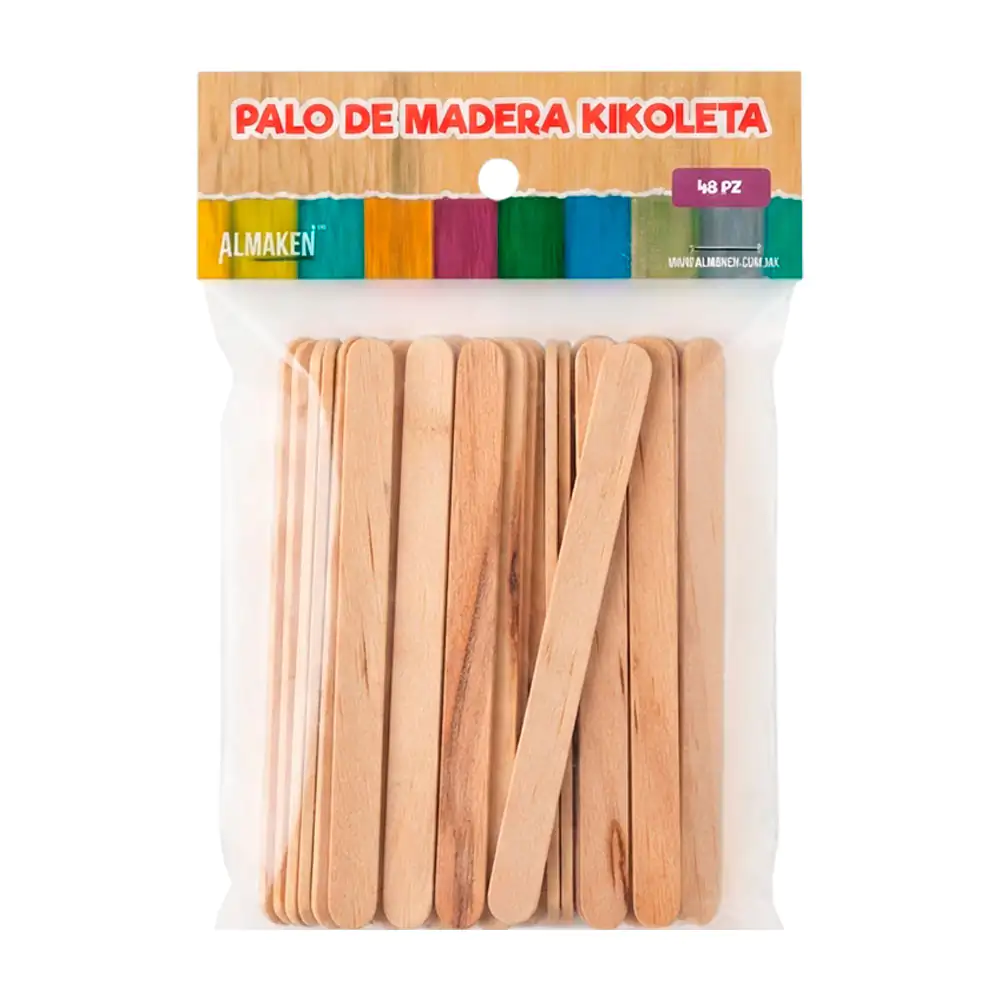Paquete con 20 palos tipo abatelenguas de madera kikoleta, aprox 12cm 