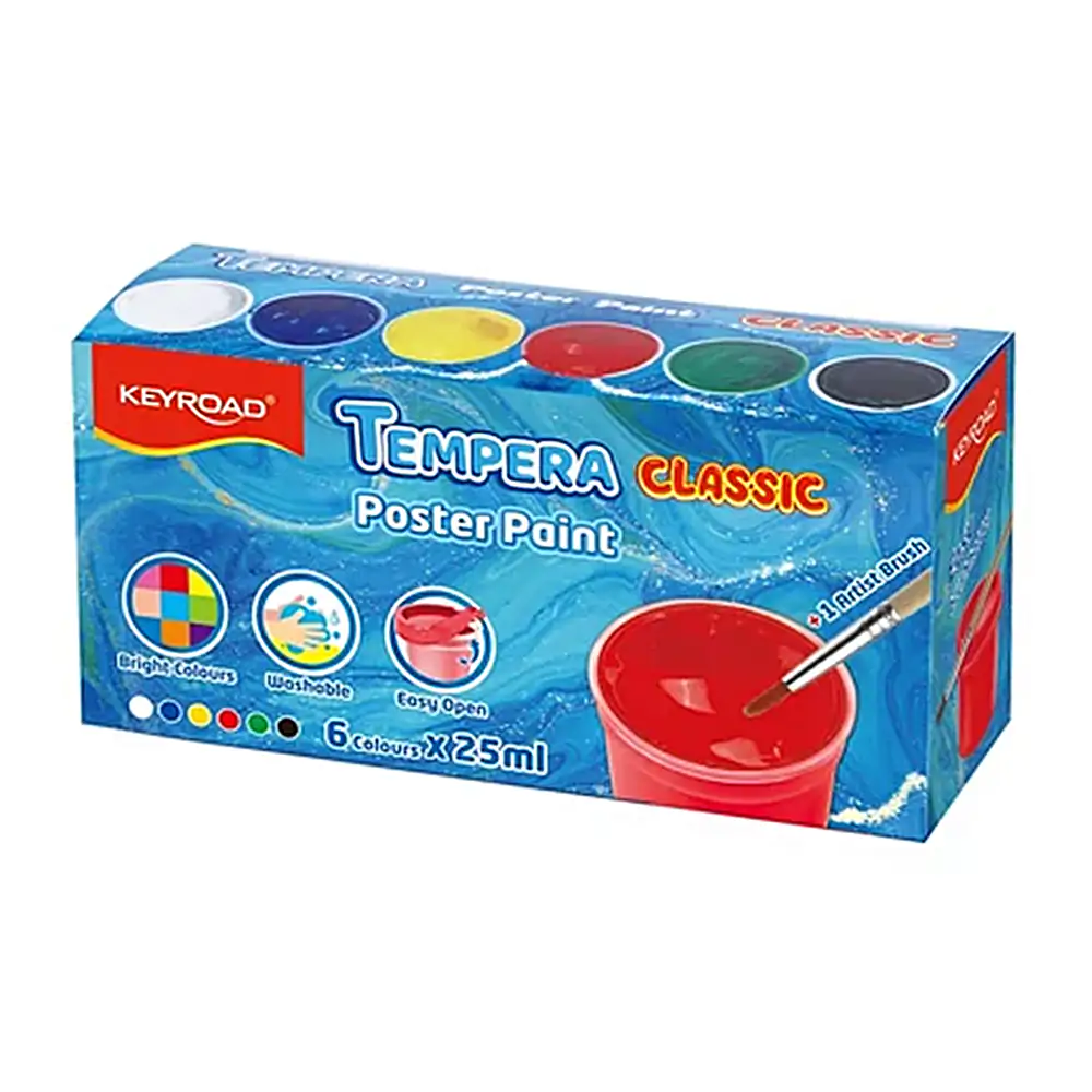 Paquete con 6 botes de pintura clásica tempera de 25ml, variedad de c…