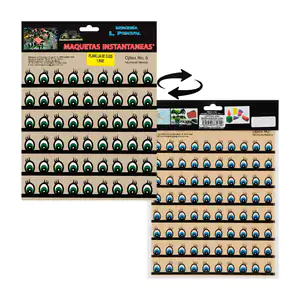Planilla con stickers - calcamonía 67 pares de ojos con 2 medidas dif…