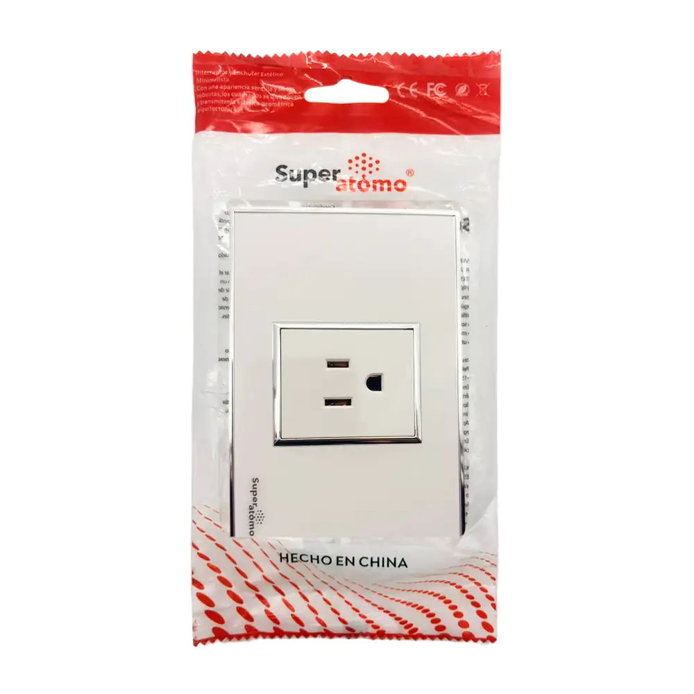 Placa - enchufe de pares en color blanco super átomo con 1 tomacorrie…