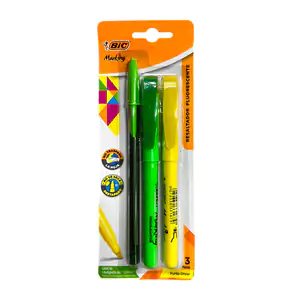 Blíster con 2 marcatextos - resaltadores bic marking colores neón + p…
