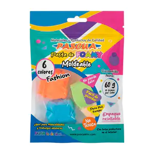 Paquete con 6 bolsitas de foamy moldeable, 60g, empaque resellable / …