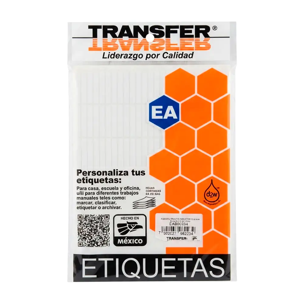 Paquete con 1656 etiquetas blancas transfer, 5x34mm / 4012
