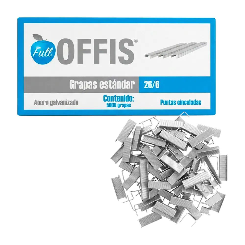Caja offis con 5000 grapas estándar de 26/6 en acero galvanizado / 40…