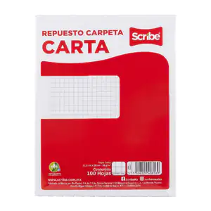 Repuesto hojas scribe tamaño carta cuadro grande 100 hojas / 408169