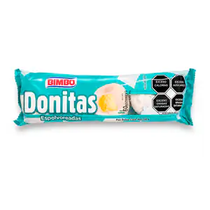 Paquete con 10 donitas bimbo espolvoreadas con azúcar glass / 418399