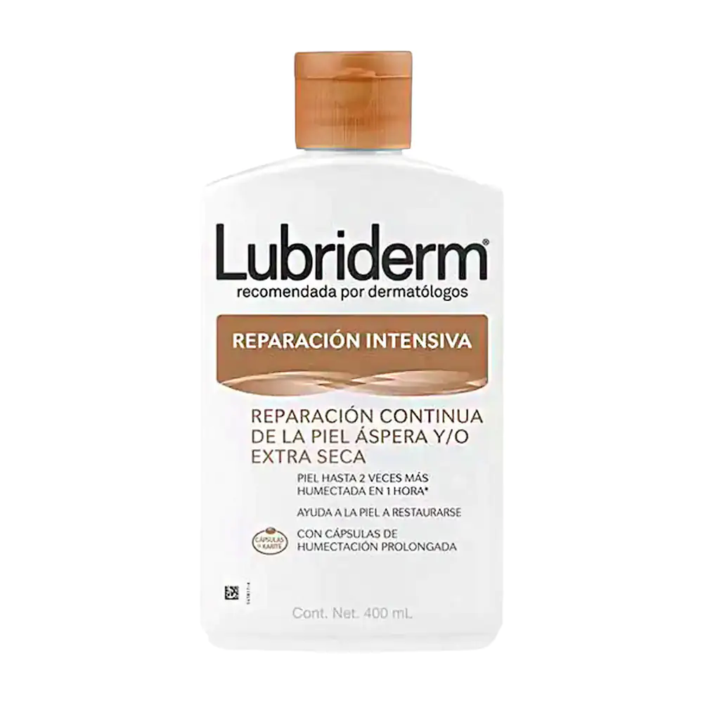 1pza crema lubriderm reparación intensiva para piel áspera y extra seca, 400ml
