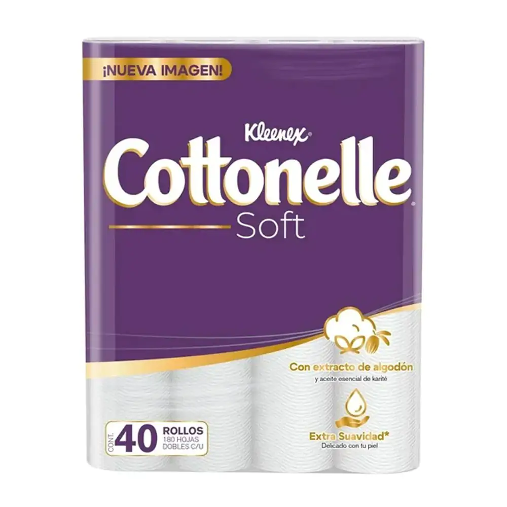 Paquete con 40 rollos de papel kleenex cottonelle con 180 hojas cada uno / 456235