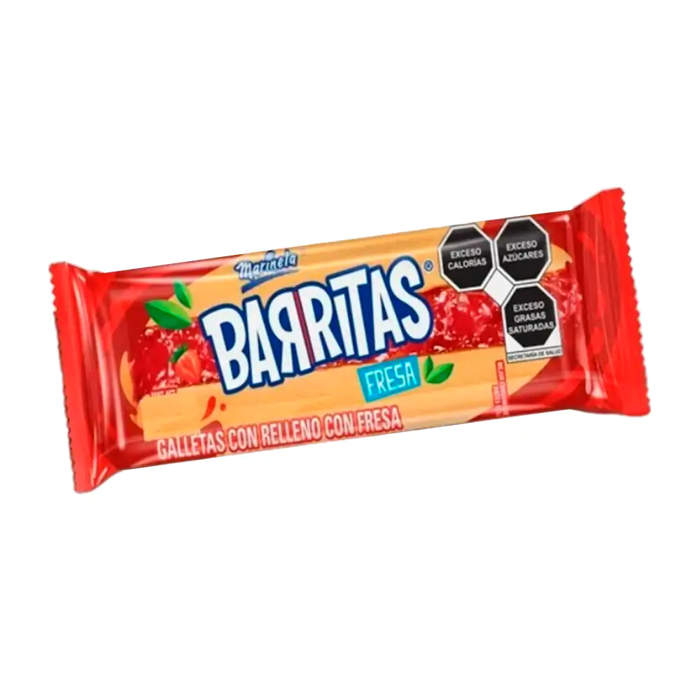 Paquete de barritas marinela con relleno de mermelada sabor fresa, 55g