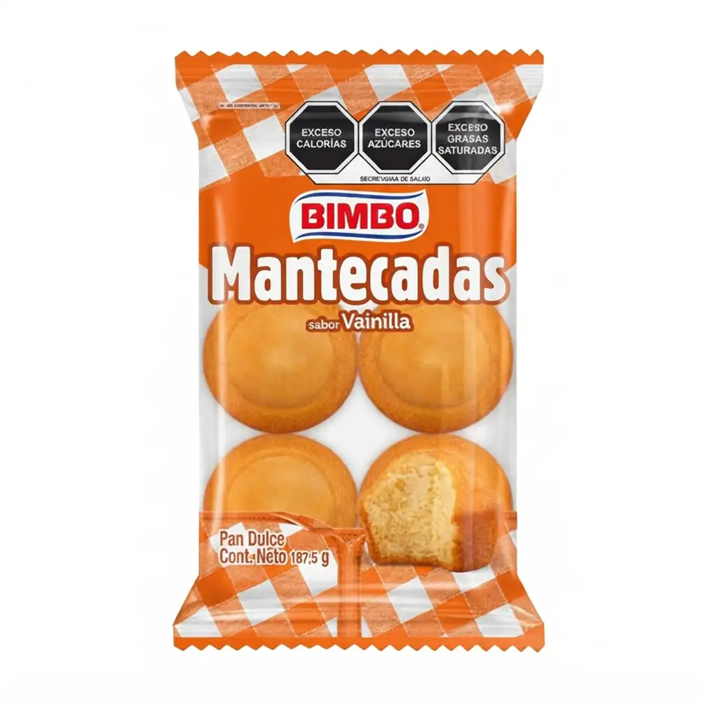 Paquete con 6 mantecadas bimbo, sabor vainilla / 475521