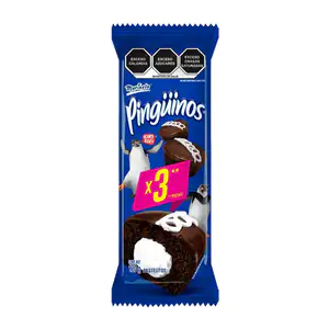 Pinguinos marinela paquete con 3pzas pastelito de chocolate con relle…