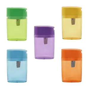 1pza sacapuntas scool a-z de plástico con deposito, variedad de color…