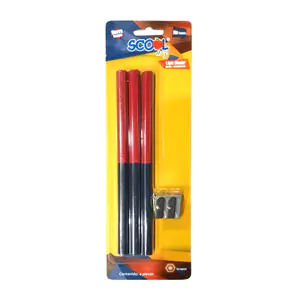 Blíster con 3 lápices bicolores rojo y azul jumbo scool + sacapuntas …