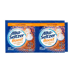 Sobre con 2 tabletas efervescentes alkaseltzer boost, 0.500g