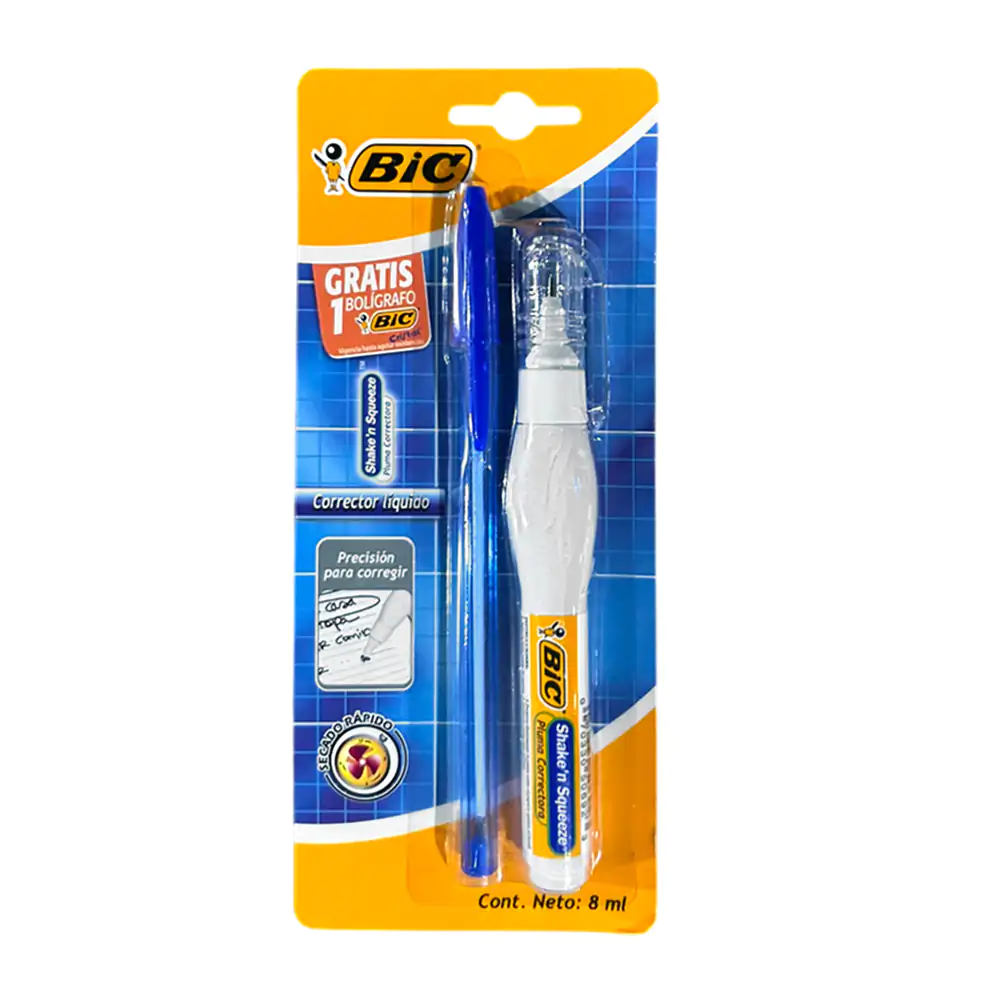 Blíster bic con juego de pluma - boligrafo + corrector tipo pluma, va…