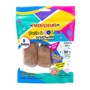 Paquete pascua de foamy moldeable 5 bolsitas en color café, 50g