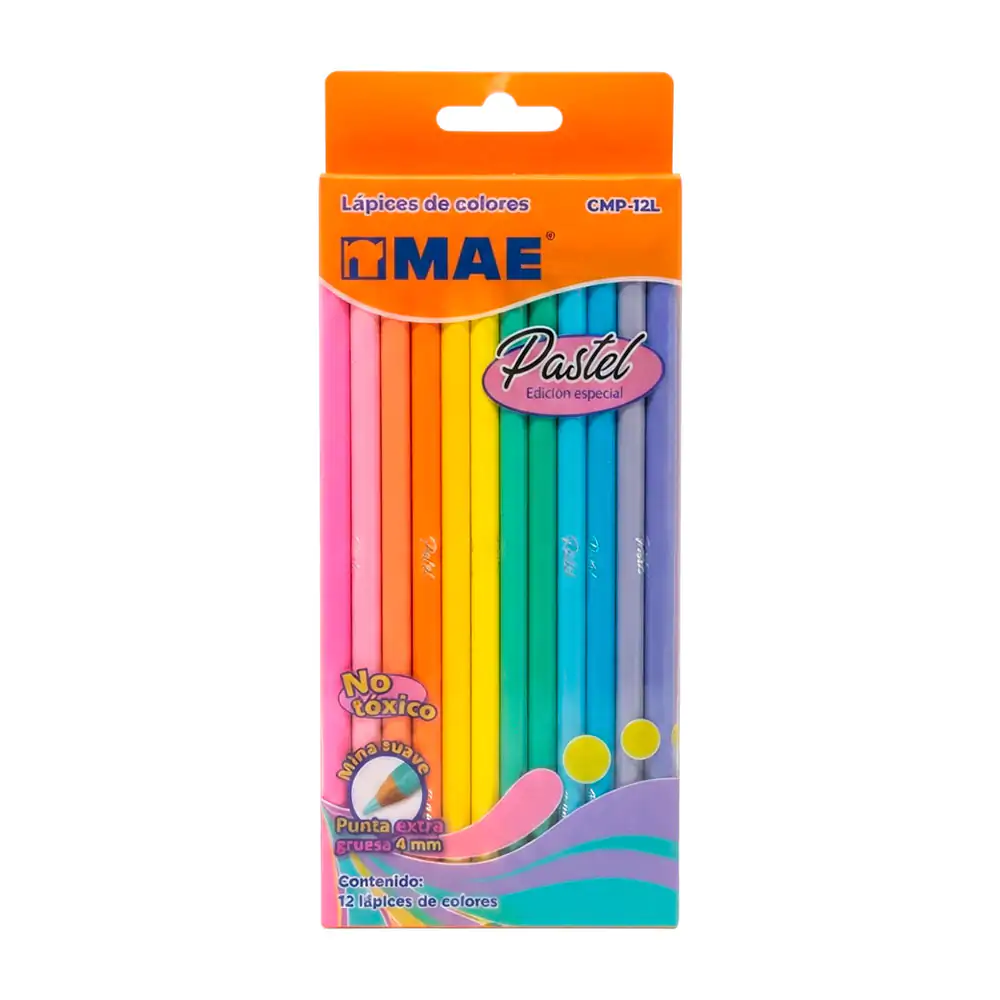 Paquete con 12 lápices de colores mae en tonos pastel, variedad de co…