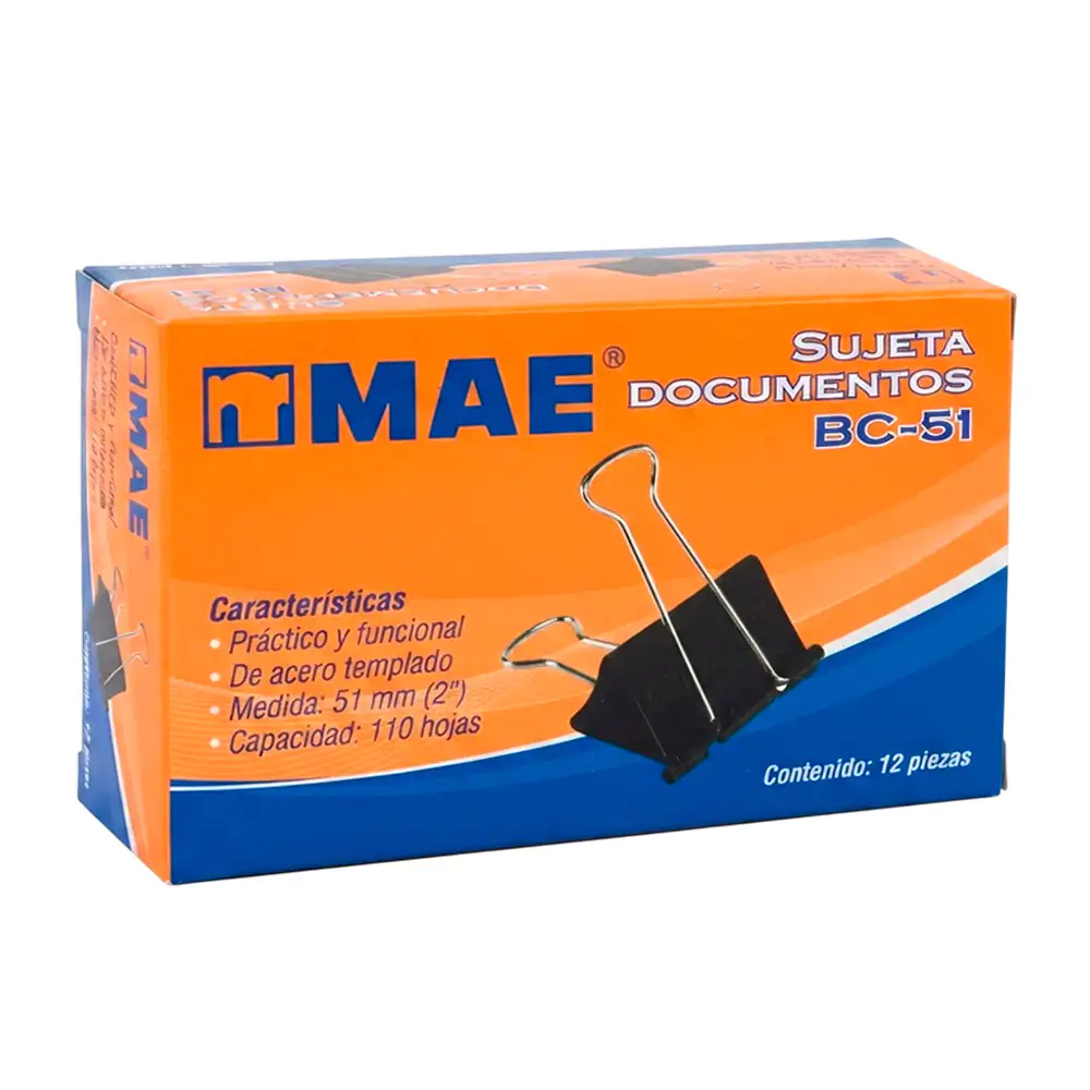 Paquete con 12 sujetapapeles - documentos mae de 51mm