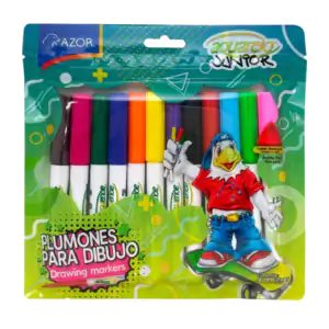Paquete con 12 marcadores - plumones azor de punto fino, variedad de …