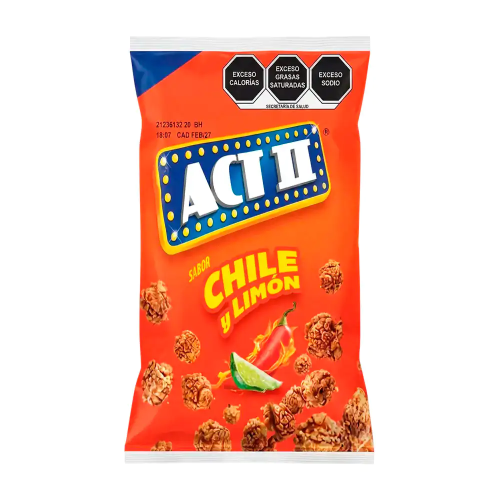 1pza Bolsa de palomitas ACT ll sabor chile y limón, 50g / 559415