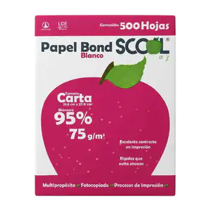 Paquete scool a-z con 500 hojas de papel bond tamaño carta con blancu…