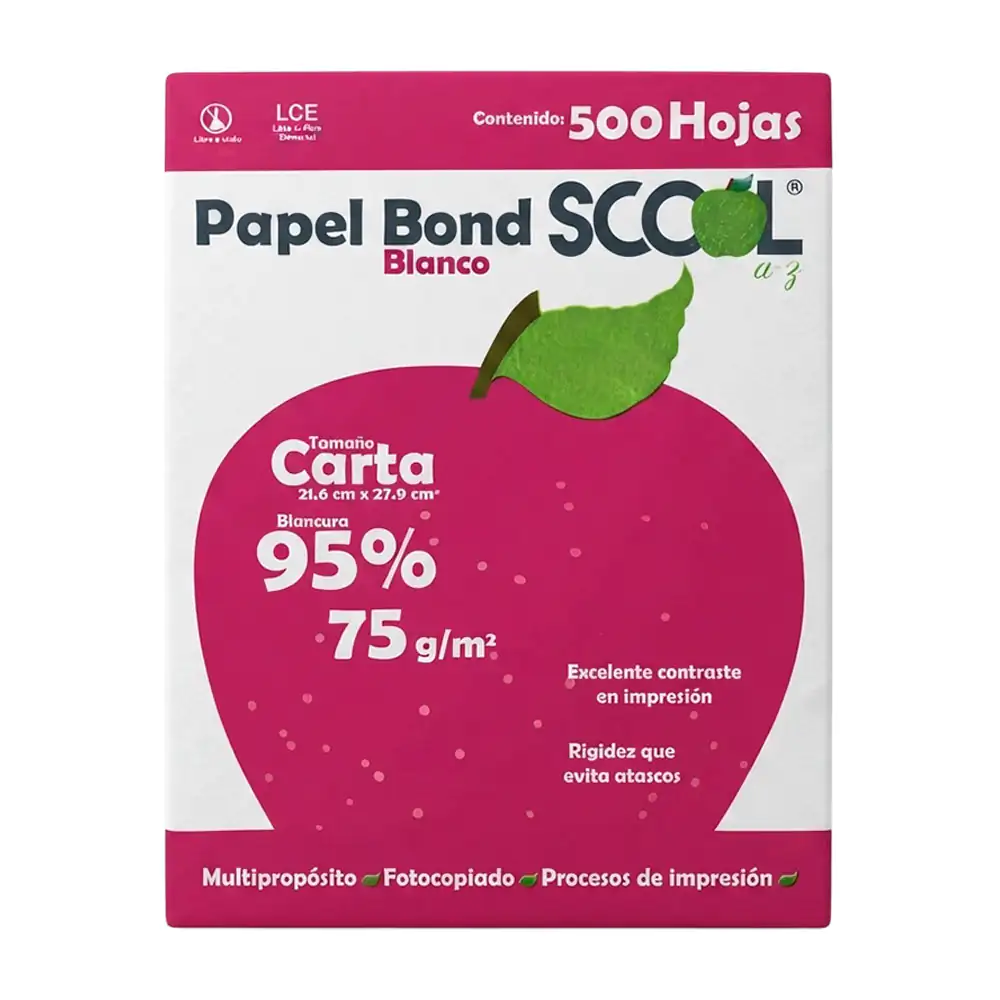 Paquete scool a-z con 500 hojas de papel bond tamaño carta con blancura al 95% / 566450