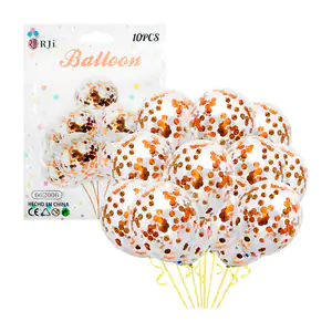 Paquete con 10 globos de látex, transparentes con lentejuela / balloo…
