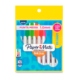 Paquete con 10 plumas paper mate kilométrico con punta de 1mm, varied…