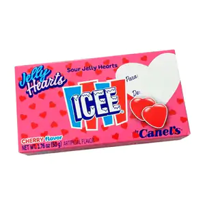 Paquete con gomitas acidas icee con forma de corazón sabor cereza, 50…